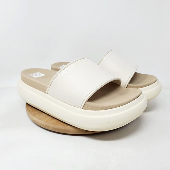 REEF Sandals Womens 10 Cushion Bondi Bay Comfort Slide Platform Off White Shoes - Picture 2 of 13